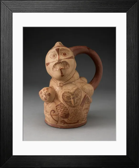 Framed Print : Handle Spout Vessel with Composite Relief Depicting a Human Head, Owl, and Serpent Framed Print : Handle Spout Vessel with Composite Relief Depicting a Human Head, Owl, and Serpent