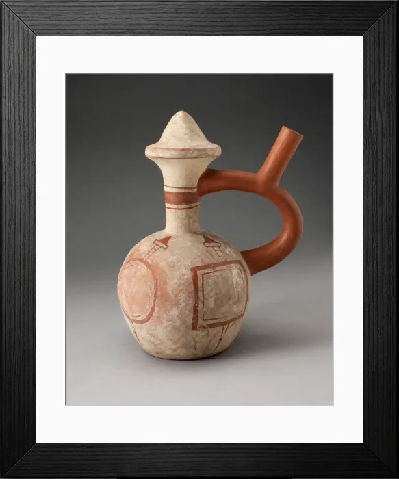 Framed Print : Handle Spout Vessel in the Form of a Mace with Fineline Mace and Shield Motifs, 100 B. C Framed Print : Handle Spout Vessel in the Form of a Mace with Fineline Mace and Shield Motifs, 100 B. C