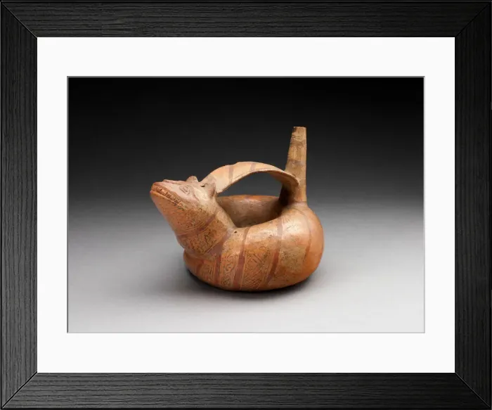 Framed Print : Strap-Handled Circular Jar in the Form a Composite Feline-Serpent with Diagonal... 100 B Framed Print : Strap-Handled Circular Jar in the Form a Composite Feline-Serpent with Diagonal... 100 B