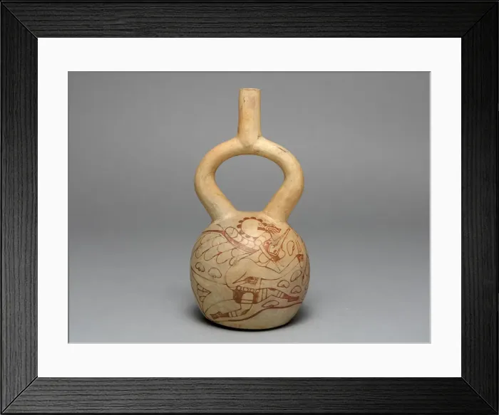 Framed Print : Stirrup Spout Vessel Depicting Costumed Runners, 100 B. C. / A. D. 500. Creator: Unknown Framed Print : Stirrup Spout Vessel Depicting Costumed Runners, 100 B. C. / A. D. 500. Creator: Unknown