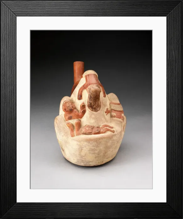 Framed Print : Handle Spout Vessel in the Form of a Mountain with Deceased Human Figures and... 100 B.C Framed Print : Handle Spout Vessel in the Form of a Mountain with Deceased Human Figures and... 100 B.C