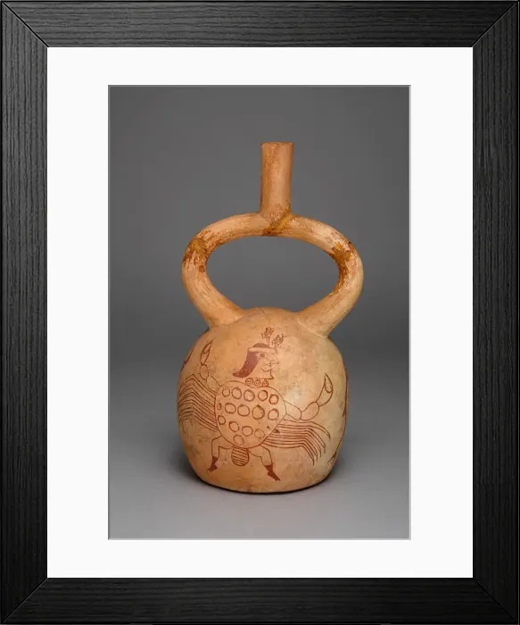 Framed Print : Stirrup Spout Vessel Depicting a Figure Costumed as a Crab, 100 B. C. / A. D. 500 Framed Print : Stirrup Spout Vessel Depicting a Figure Costumed as a Crab, 100 B. C. / A. D. 500