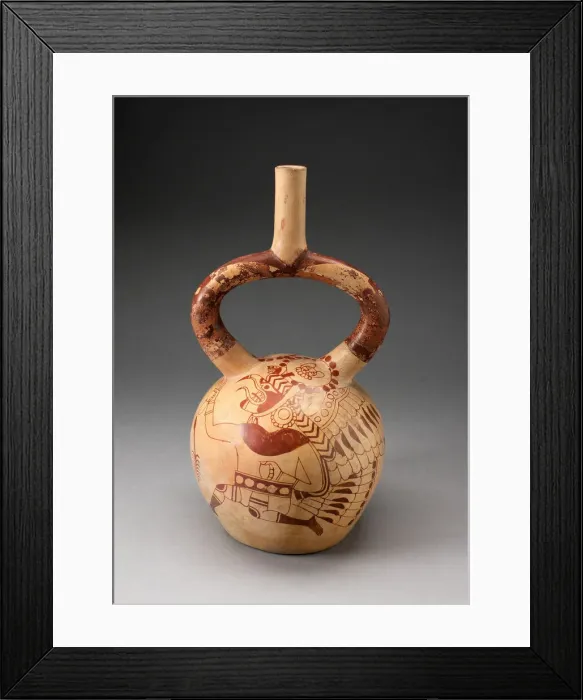 Framed Print : Stirrup Spout Vessel with Fineline Image of a Running Royal Messenger, 100 B. C. / A. D. 500 Framed Print : Stirrup Spout Vessel with Fineline Image of a Running Royal Messenger, 100 B. C. / A. D. 500