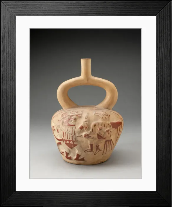 Framed Print : Stirrup Spout Vessel with Raised Motif of a Mythic Battle, 100 B. C. / A. D. 500 Framed Print : Stirrup Spout Vessel with Raised Motif of a Mythic Battle, 100 B. C. / A. D. 500
