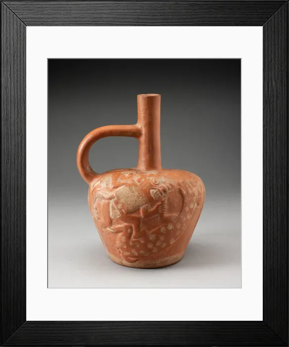 Framed Print : Handle Spout Vessel with Raised Deer Hunt Motifs, 100 B. C. / A. D. 500. Creator: Unknown Framed Print : Handle Spout Vessel with Raised Deer Hunt Motifs, 100 B. C. / A. D. 500. Creator: Unknown