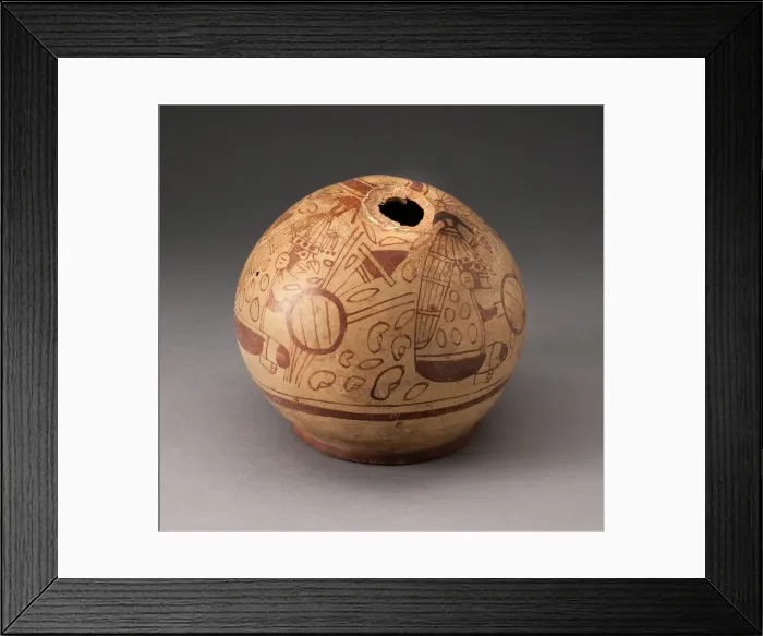 Framed Print : Stirrup Spout Vessel with Fineline Bean Warrior Motif, 100 B. C. / A. D. 500 Framed Print : Stirrup Spout Vessel with Fineline Bean Warrior Motif, 100 B. C. / A. D. 500