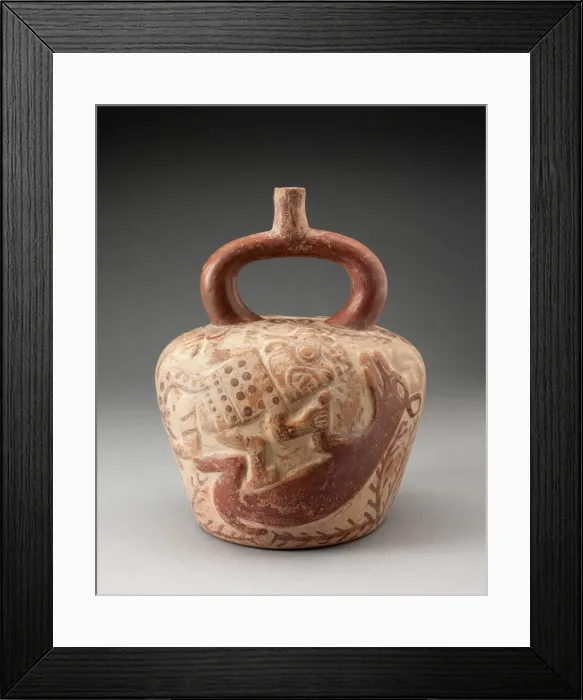 Framed Print : Stirrup Spout Vessel with Raised Deer Hunt Motifs, 100 B. C. / A. D. 500. Creator: Unknown Framed Print : Stirrup Spout Vessel with Raised Deer Hunt Motifs, 100 B. C. / A. D. 500. Creator: Unknown