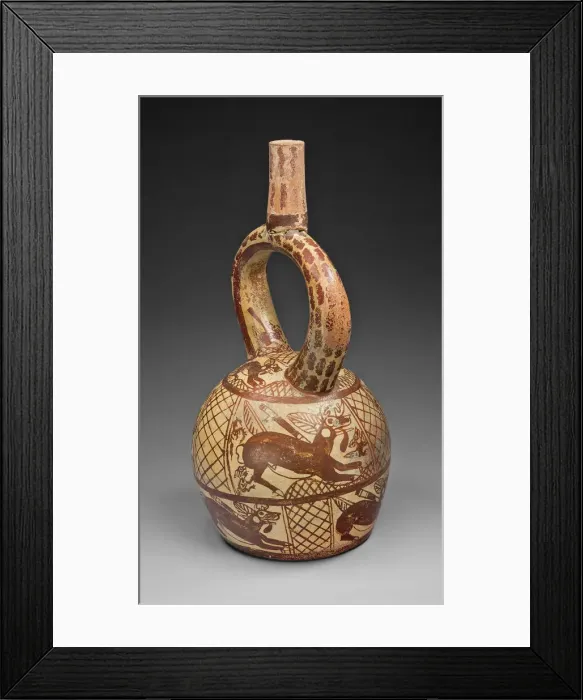 Framed Print : Stirrup Spout Vessel Depicting a Deer Hunt, 100 B. C. / A. D. 500. Creator: Unknown Framed Print : Stirrup Spout Vessel Depicting a Deer Hunt, 100 B. C. / A. D. 500. Creator: Unknown
