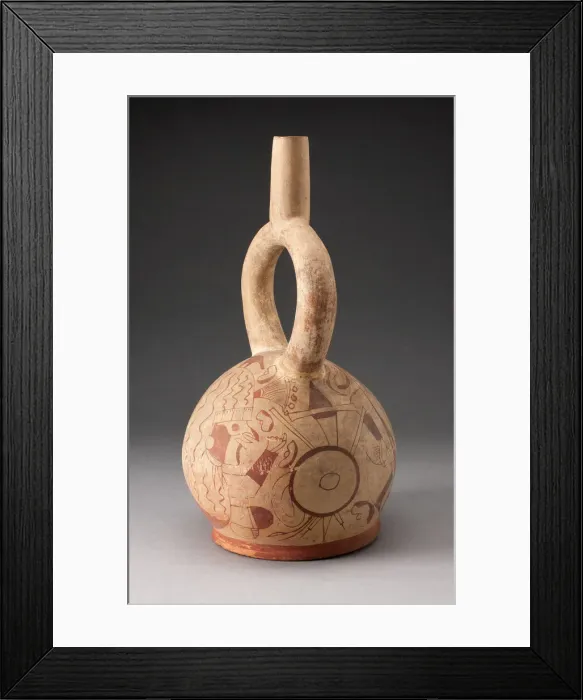 Framed Print : Stirrup Spout Vessel with Fineline Bean Warrior and Weapons Motif, 100 B. C. / A. D. 500 Framed Print : Stirrup Spout Vessel with Fineline Bean Warrior and Weapons Motif, 100 B. C. / A. D. 500