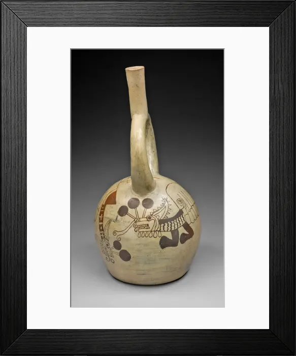 Framed Print : Stirrup Vessel Depicting a Supernatural Being within a Shell, 100 B. C. / A. D. 500 Framed Print : Stirrup Vessel Depicting a Supernatural Being within a Shell, 100 B. C. / A. D. 500