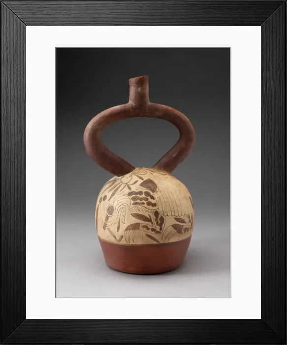 Framed Print : Stirrup Vessel Depicting Supernatral Being within a Shell, 100 B. C. / A. D. 500 Framed Print : Stirrup Vessel Depicting Supernatral Being within a Shell, 100 B. C. / A. D. 500