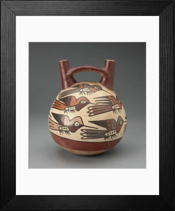 Framed Print : Double Spout Vessel Depicting Hummingbirds of Different Colors, 180 B. C. / A. D. 500 Framed Print : Double Spout Vessel Depicting Hummingbirds of Different Colors, 180 B. C. / A. D. 500