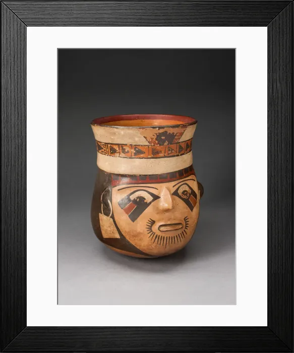 Framed Print : Jar in the Form of an Abstract Human Head with Face Painting, 180 B. C. / A. D. 500 Framed Print : Jar in the Form of an Abstract Human Head with Face Painting, 180 B. C. / A. D. 500