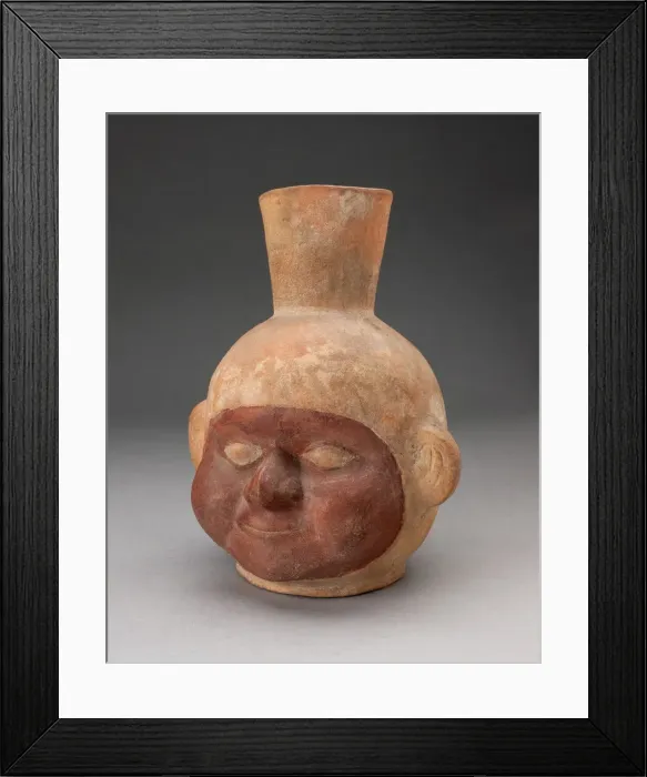 Framed Print : Jar in Form of a Human Head with Large Cheeks, 100 B. C. / A. D. 500. Creator: Unknown Framed Print : Jar in Form of a Human Head with Large Cheeks, 100 B. C. / A. D. 500. Creator: Unknown