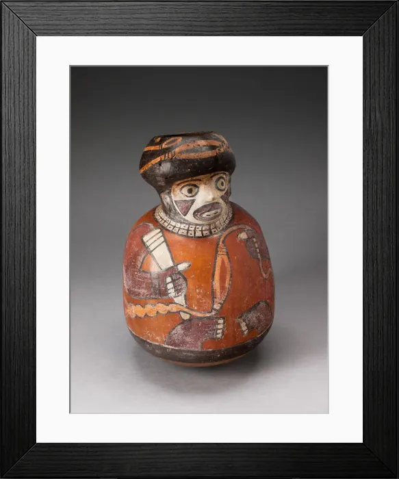 Framed Print : Jar in the Form of a Warrior Holding a Sling and Club, 180 B. C. / A. D. 500 Framed Print : Jar in the Form of a Warrior Holding a Sling and Club, 180 B. C. / A. D. 500