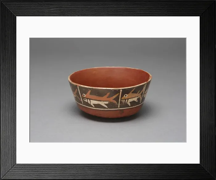 Framed Print : Bowl with Repeating Depiction of a Fish or Shark, 180 B. C. / A. D. 500. Creator: Unknown Framed Print : Bowl with Repeating Depiction of a Fish or Shark, 180 B. C. / A. D. 500. Creator: Unknown