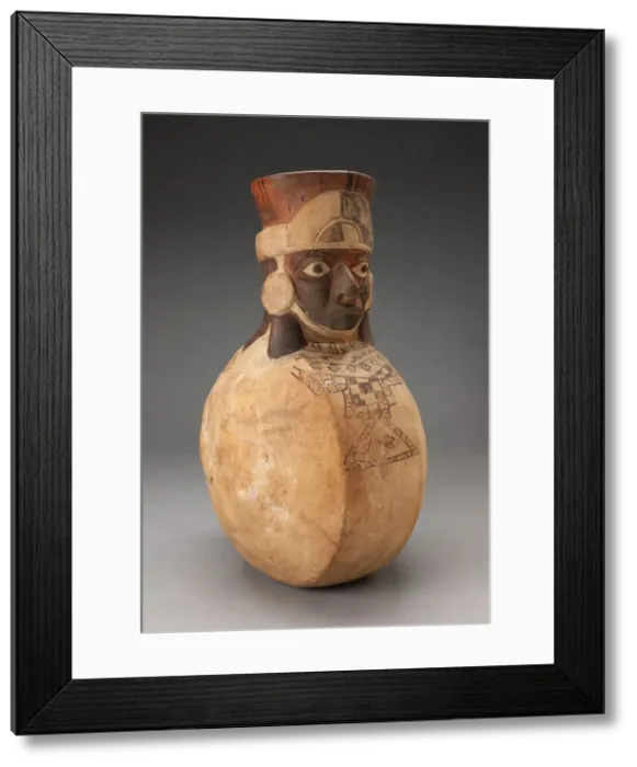 Framed Print : Anthropomorphic Flat-sided Flask with Molded Head and Painted Textile Tunic, 100 B. C. / A. D Framed Print : Anthropomorphic Flat-sided Flask with Molded Head and Painted Textile Tunic, 100 B. C. / A. D