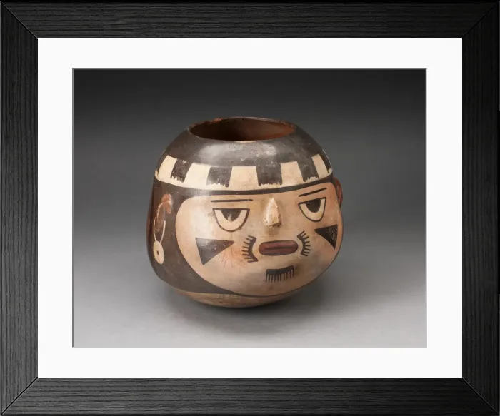 Framed Print : Jar in the Form of a Abstract Human Face with Modeled Facial Features, 180 B. C. / A. D. 500 Framed Print : Jar in the Form of a Abstract Human Face with Modeled Facial Features, 180 B. C. / A. D. 500