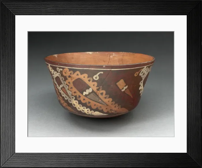 Framed Print : Miniature Flared Bowl Depicting Abstract Peppers with Decorative Motifs, 180 B. C. / A. D Framed Print : Miniature Flared Bowl Depicting Abstract Peppers with Decorative Motifs, 180 B. C. / A. D