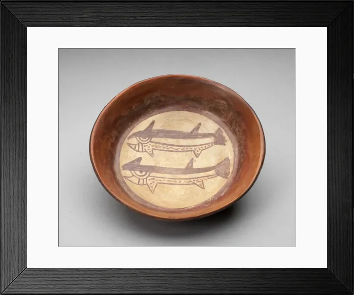Framed Print : Plate Depicting a Pair of Fish or Sharks in Interior, 180 B. C. / A. D. 500. Creator: Unknown Framed Print : Plate Depicting a Pair of Fish or Sharks in Interior, 180 B. C. / A. D. 500. Creator: Unknown