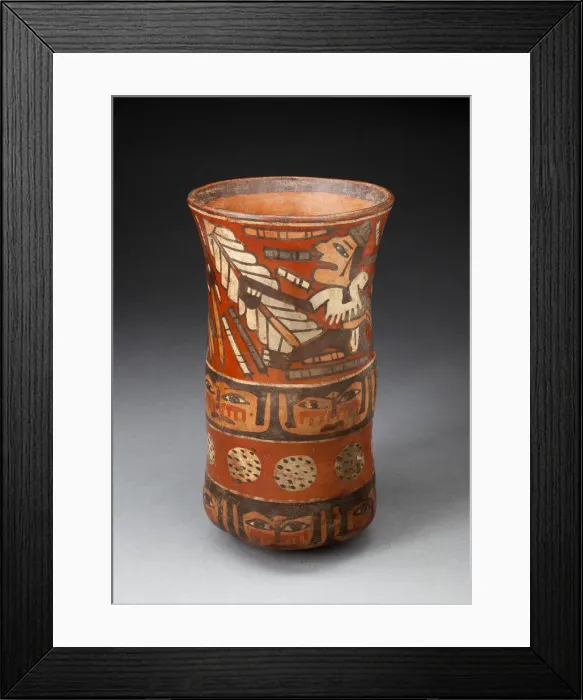 Framed Print : Beaker Depicting Rows of Figures with Weapons and Band of Human Faces, 180 B. C. / A. D. 500 Framed Print : Beaker Depicting Rows of Figures with Weapons and Band of Human Faces, 180 B. C. / A. D. 500