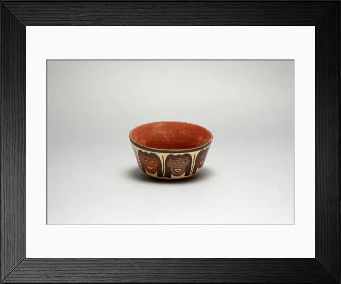 Framed Print : Bowl Depicting Human Heads, Likely Trophy Heads, 180 B. C. / A. D. 500. Creator: Unknown Framed Print : Bowl Depicting Human Heads, Likely Trophy Heads, 180 B. C. / A. D. 500. Creator: Unknown