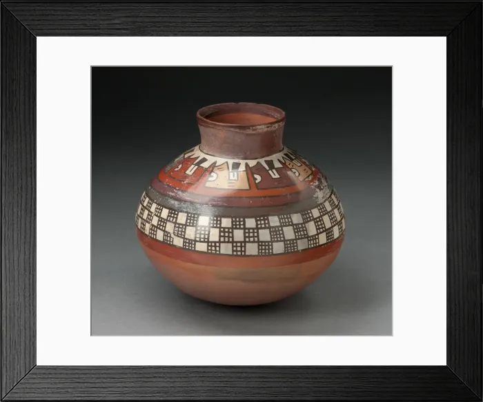 Framed Print : Jar with Rows of Checkerboard Pattern and Abtract Plants, 180 B. C. / A. D. 500 Framed Print : Jar with Rows of Checkerboard Pattern and Abtract Plants, 180 B. C. / A. D. 500