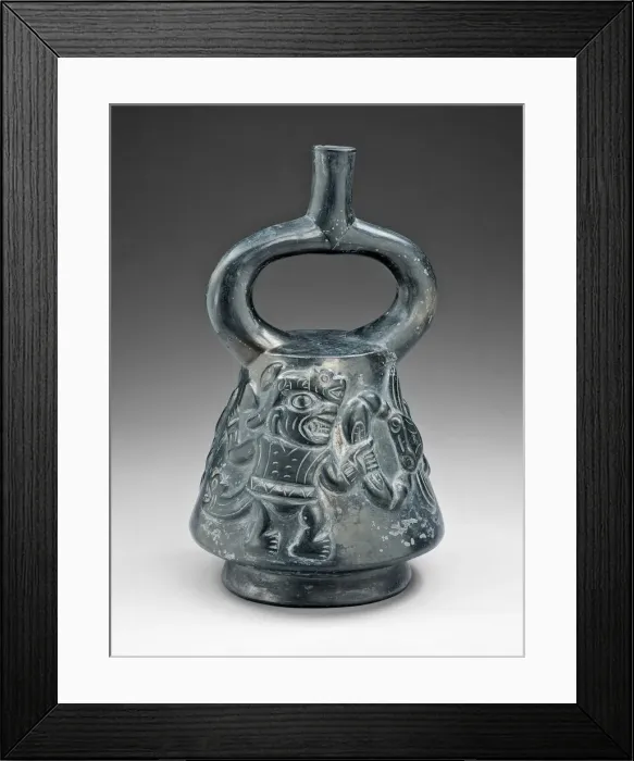 Framed Print : Blackware Vessel with a Relief Depicting a Figure Fighting a Crab, 100 B. C. / A. D. 500 Framed Print : Blackware Vessel with a Relief Depicting a Figure Fighting a Crab, 100 B. C. / A. D. 500