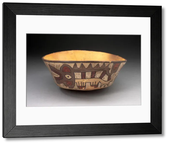 Framed Print : Flaring Bowl Depicting Abstract Killer Whales, 180 B. C. / A. D. 500. Creator: Unknown Framed Print : Flaring Bowl Depicting Abstract Killer Whales, 180 B. C. / A. D. 500. Creator: Unknown