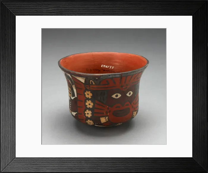 Framed Print : Bowl Depicting Costumed Ritual Figure Holding Staff, 180 B. C. / A. D. 500. Creator: Unknown Framed Print : Bowl Depicting Costumed Ritual Figure Holding Staff, 180 B. C. / A. D. 500. Creator: Unknown