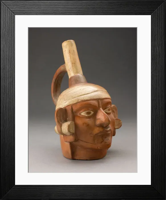Framed Print : Portrait Vessel of a Ruler with Face Paint and Large Earflares, 100 B. C. / A. D. 500 Framed Print : Portrait Vessel of a Ruler with Face Paint and Large Earflares, 100 B. C. / A. D. 500