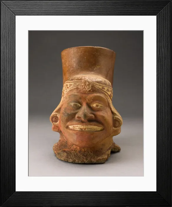 Framed Print : Fragment of a Jar In the Form of a Human Head with a Wrapped-Textile Headdress, 100 B. C Framed Print : Fragment of a Jar In the Form of a Human Head with a Wrapped-Textile Headdress, 100 B. C