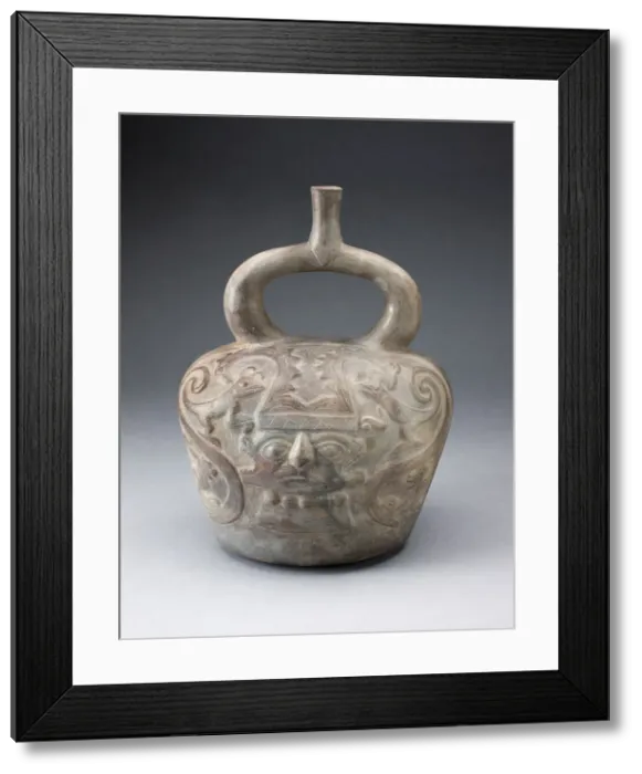 Framed Print : Vessel with Sculpted Head Formed by Two Masks, 100 B. C / A. D. 500. Creator: Unknown Framed Print : Vessel with Sculpted Head Formed by Two Masks, 100 B. C / A. D. 500. Creator: Unknown