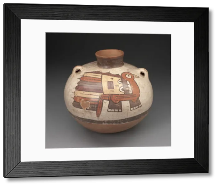 Framed Print : Handled Jar Depicing Abstract Bird, 180 B. C. / A. D. 500. Creator: Unknown Framed Print : Handled Jar Depicing Abstract Bird, 180 B. C. / A. D. 500. Creator: Unknown