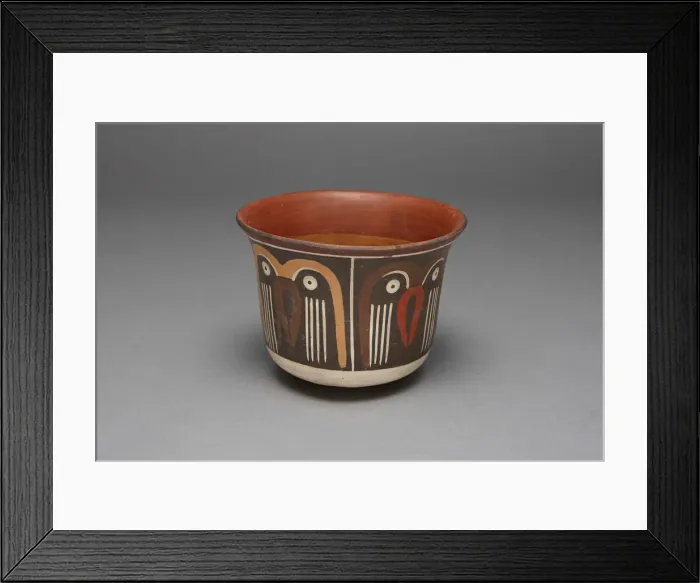 Framed Print : Bowl Depicting a Repeating Abstract Motif, Possibly Representing Owls, 180 B. C. / A. D. 500 Framed Print : Bowl Depicting a Repeating Abstract Motif, Possibly Representing Owls, 180 B. C. / A. D. 500