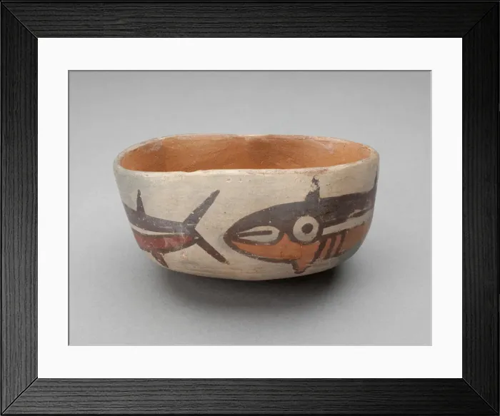 Framed Print : Bowl Depicting Row of Fish or Sharks, 180 B. C.  /  A. D. 500. Creator: Unknown