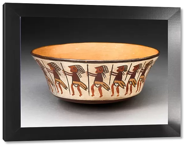 Bowl Depicting Row of Figures Holding Staffs, 180 B. C.  /  A. D. 500. Creator: Unknown