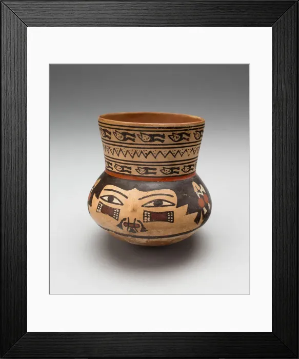 Framed Print : Jar in the Form of a Human Head with Face Painting and Bound Lips, 180 B. C. / A. D. 500 Framed Print : Jar in the Form of a Human Head with Face Painting and Bound Lips, 180 B. C. / A. D. 500