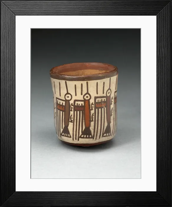 Framed Print : Small Straight-Sided Cup Depicting Abstract Hummingbirds or Insects, 180 B. C. / A. D. 500 Framed Print : Small Straight-Sided Cup Depicting Abstract Hummingbirds or Insects, 180 B. C. / A. D. 500