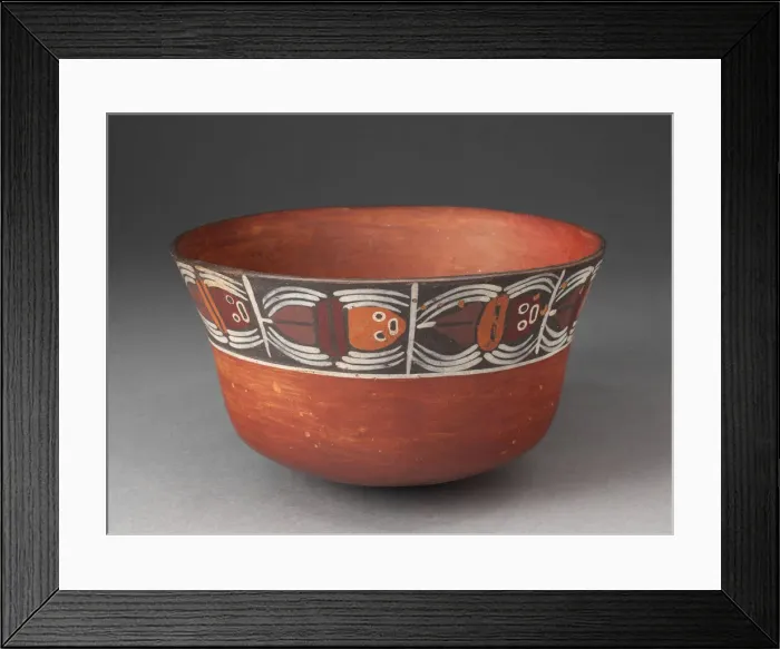 Framed Print : Bowl with Band of Abstract Spiders around Rim, 180 B. C. / A. D. 500. Creator: Unknown Framed Print : Bowl with Band of Abstract Spiders around Rim, 180 B. C. / A. D. 500. Creator: Unknown