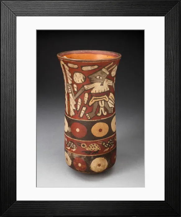 Framed Print : Beaker Depicting Warriors Holding Staffs Surrounded by Regalia, 180 B. C. / A. D. 500 Framed Print : Beaker Depicting Warriors Holding Staffs Surrounded by Regalia, 180 B. C. / A. D. 500