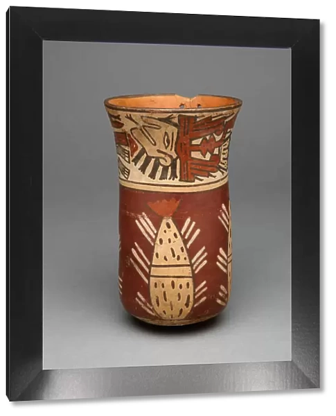 Beaker Depicting Abstract Plants, Possibly Cacti, and Abstract Figures, 180 B. C.  /  A. D. 500