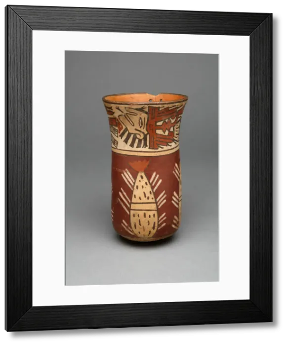 Framed Print : Beaker Depicting Abstract Plants, Possibly Cacti, and Abstract Figures, 180 B. C. / A. D. 500 Framed Print : Beaker Depicting Abstract Plants, Possibly Cacti, and Abstract Figures, 180 B. C. / A. D. 500