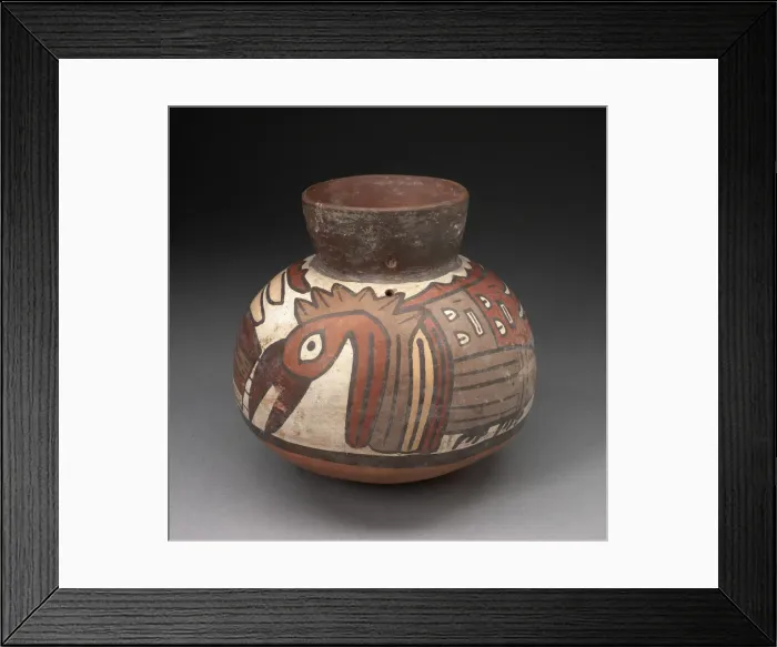 Framed Print : Jar with Narrowed Neck Depicting Abstract Birds, 180 B. C. / A. D. 500. Creator: Unknown Framed Print : Jar with Narrowed Neck Depicting Abstract Birds, 180 B. C. / A. D. 500. Creator: Unknown