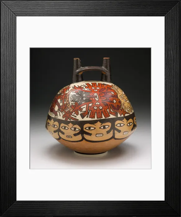 Framed Print : Vessel Depicting Ritual Performer Wearing a Feline Mask with a Symbolic Trail, 180 B. C. / A Framed Print : Vessel Depicting Ritual Performer Wearing a Feline Mask with a Symbolic Trail, 180 B. C. / A