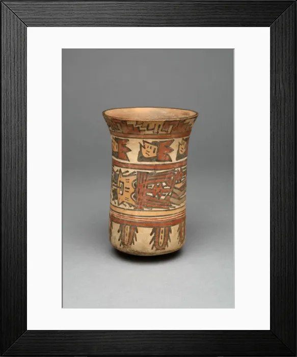 Framed Print : Beaker with Bands Containing Abstract Motifs, 180 B. C. / A. D. 500. Creator: Unknown Framed Print : Beaker with Bands Containing Abstract Motifs, 180 B. C. / A. D. 500. Creator: Unknown