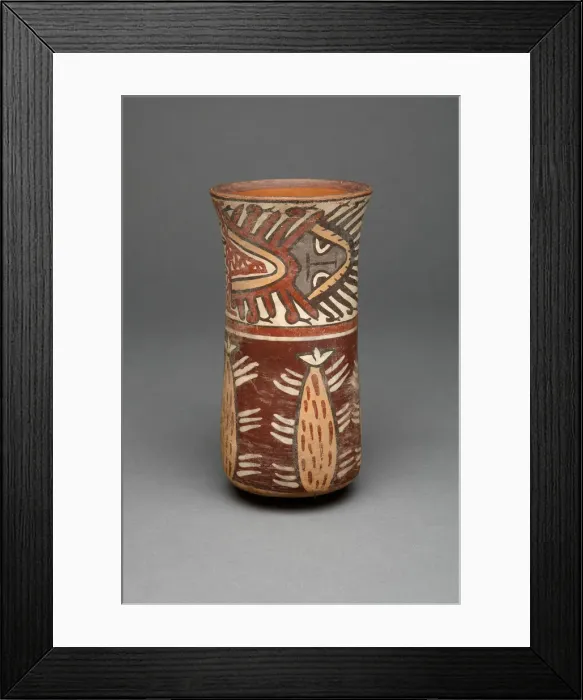 Framed Print : Beaker with Plants, Possibly Cacti, and Abstract Figures, 180 B. C. / A. D. 500 Framed Print : Beaker with Plants, Possibly Cacti, and Abstract Figures, 180 B. C. / A. D. 500