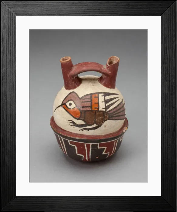 Framed Print : Double Spout Vessel Depicting Hummingbirds, 180 B. C. / A. D. 500. Creator: Unknown Framed Print : Double Spout Vessel Depicting Hummingbirds, 180 B. C. / A. D. 500. Creator: Unknown