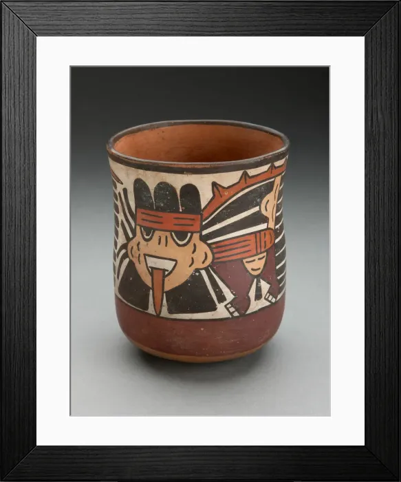 Framed Print : Beaker Depicting Ritual Figure Wearing Costume with Bird Attributes, 180 B. C. / A. D. 500 Framed Print : Beaker Depicting Ritual Figure Wearing Costume with Bird Attributes, 180 B. C. / A. D. 500