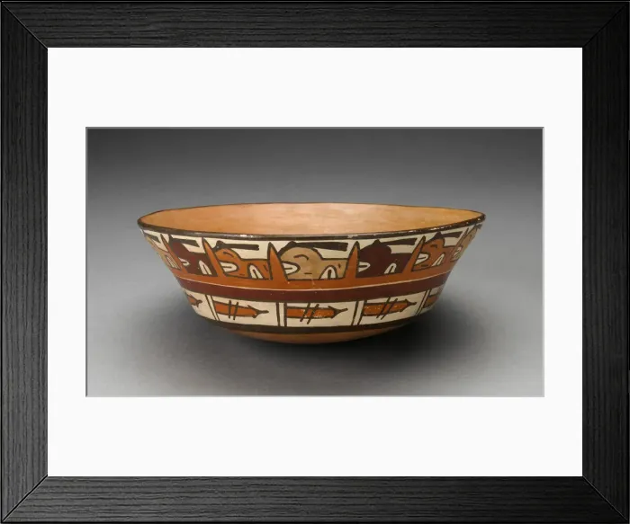 Framed Print : Open Bowl with Rows of Repeated Abstract Motifs, 180 B. C.  /  A. D. 500. Creator: Unknown